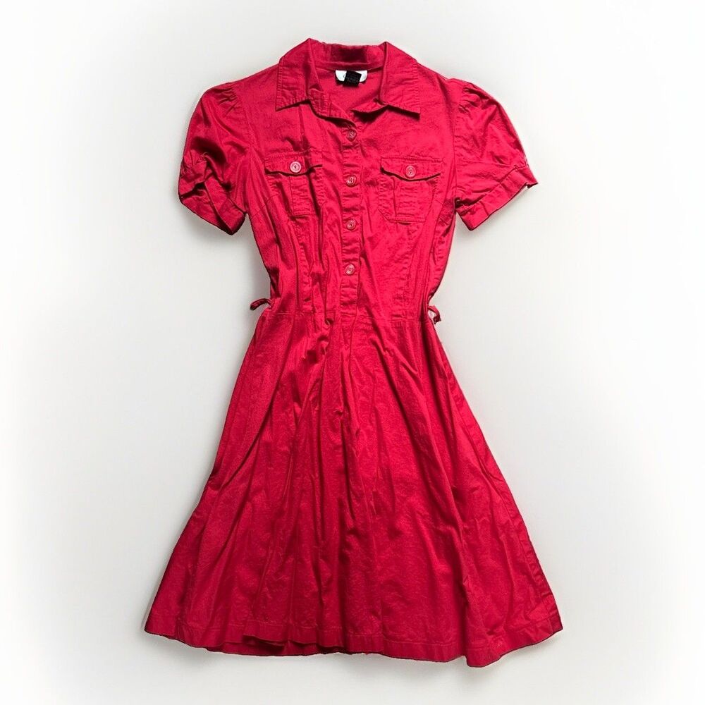 Women’s Vintage Chesley Cotton Short Sleeve Button Down Knee Length Dress Size S